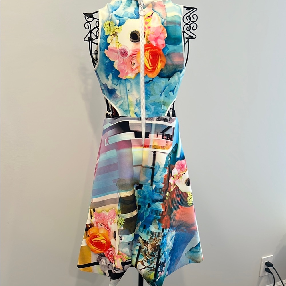 Clover Canyon Blue and Pink Halter A-Line Mini Dress - Picture 5 of 10